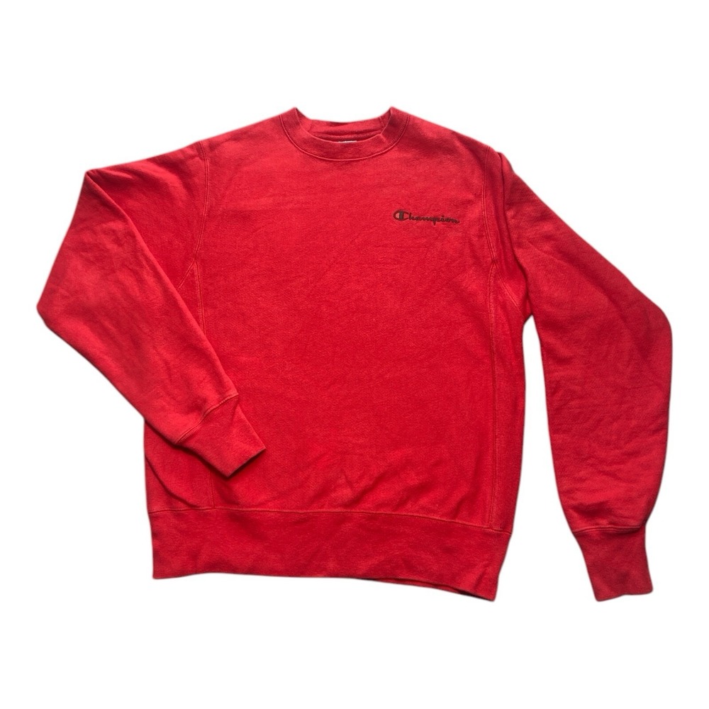 Champion Reverse Weave Sz S Mens Red Streetwear Script Logo Pullover Sweatshirt